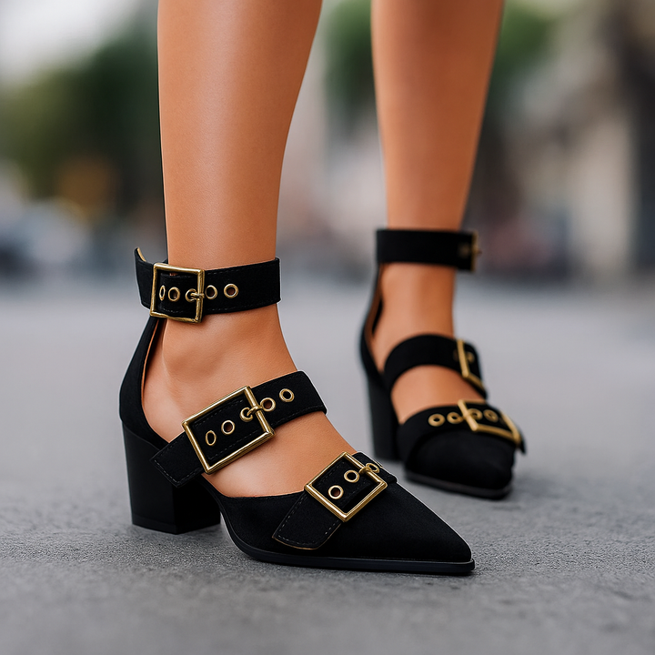 Romi | Buckle Block Heels