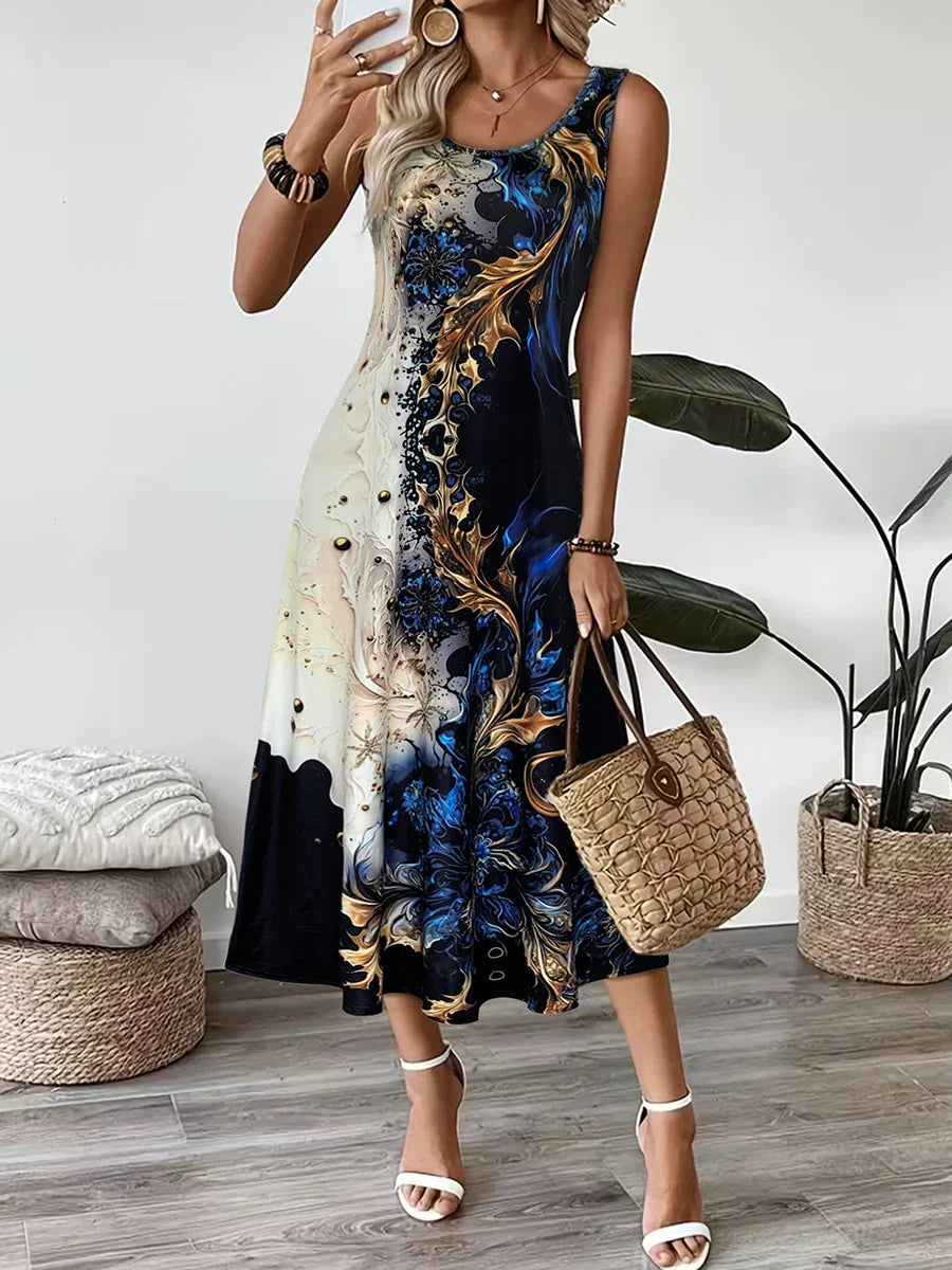 Romy™ | Marble Floral Midi Dress