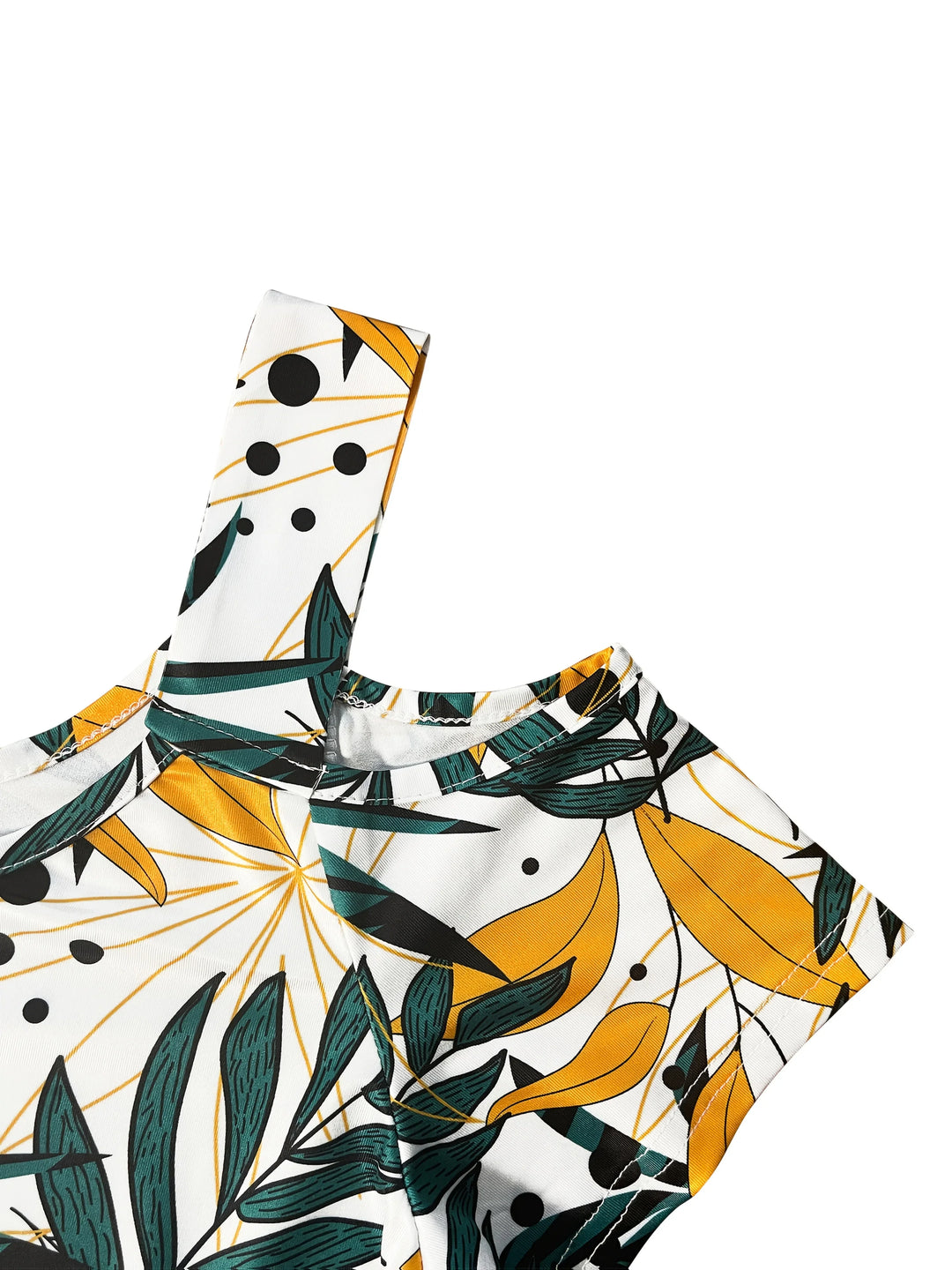 Tessa™ | Tropical Cold-Shoulder Midi Dress